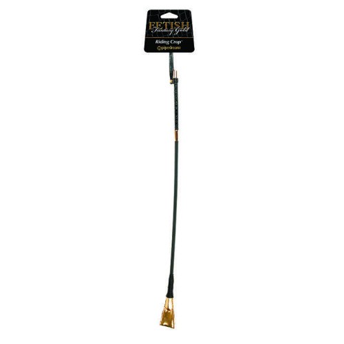 Pipedream Fetish Fantasy Gold Riding Crop - изящный стек, 66.5 см (чёрный с золотом)