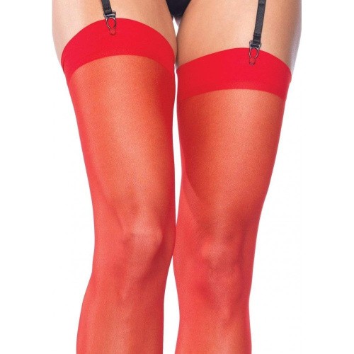 Leg Avenue Sheer Stockings - Чулки классические, OS (красные) - sex-shop.ua