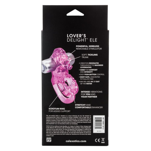 CalExotics Lover's Delight Ele - подвійне віброкільце, 7.5х2.5 см (рожевий) - купити в Україні | Секс шоп SEX-SHOP.ua