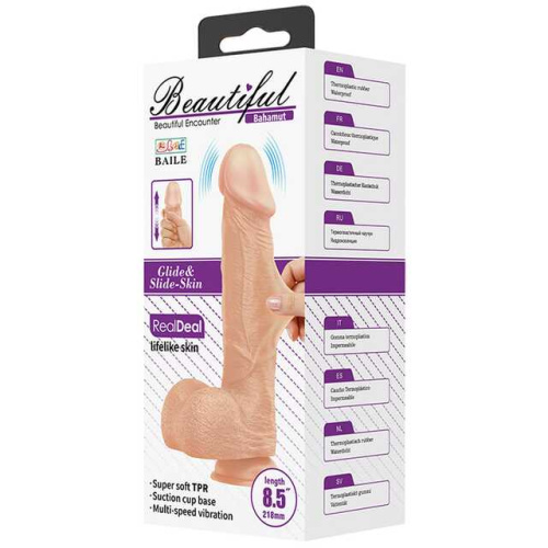 LyBaile Beautiful Encounter Bahamut Vibrator - реалистичный вибратор с пультом, 21.8х4.6 см (телесный) - sex-shop.ua