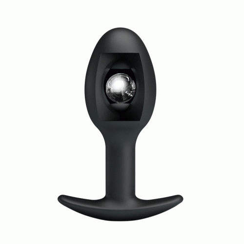 Pretty Love Silicone Anal Plug Black - Анальная пробка со смещенным центром тяжести, 8.4х3.2 см (черный)