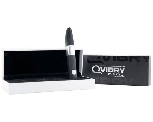 Qvibry Mini Vibe Black - Миниатюрный вибратор флешка на 8 Гб, 12х1,5 см - sex-shop.ua