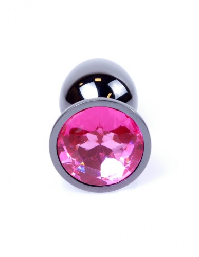 Boss Jewellery Dark Silver PLUG Pink - Анальная пробка с кристаллом, 7х2.7 см (розовый) - sex-shop.ua