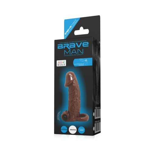 LyBaile Brave Men Vibro Penis Sleeve Flesh - Насадка на пеніс, 15 см (тілесний)