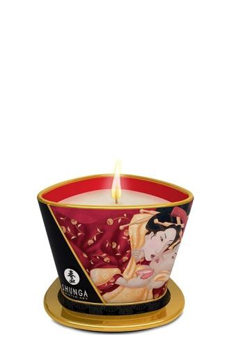 Shunga Massage Candle - Массажная свеча с ароматом клубники, 170 мл - sex-shop.ua