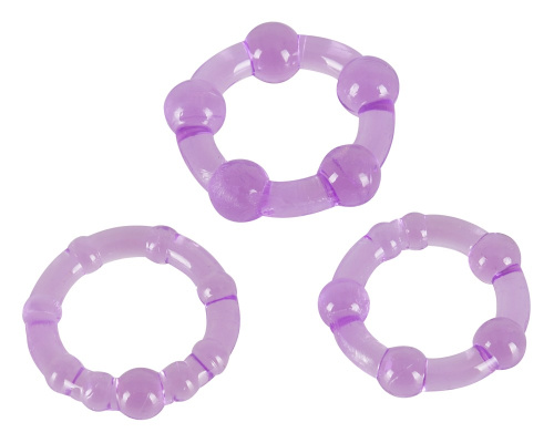 Get Hard Purple набір з 3 ерекційних кілець з різною текстурою, 3-4 см