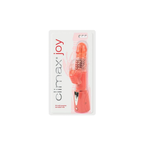 Topco Sales Climax Joy 3X Multi-Purpose Rabbit Vibe - вибромассажёр, 23.5х3.8 см (красный) - sex-shop.ua