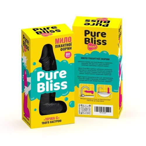 Pure Bliss Big - Крафтове мило-член з присоскою, 18х4.2 см (чорний)