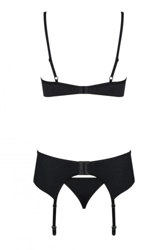 Obsessive Gretia set - еротичний комплект бюстгальтер, стрінги та пояс для панчіх, L/XL (чорний) - купити в Україні | Секс шоп SEX-SHOP.ua