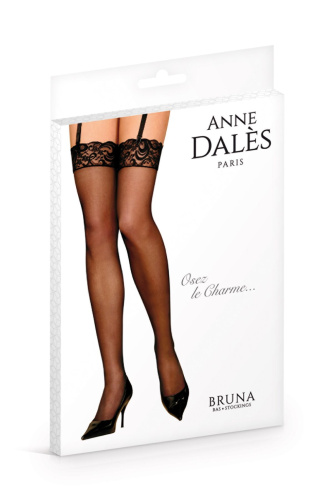 Anne De Ales Bruna T4 - Чулки с кружевным манжетом, XL (чёрный) - sex-shop.ua