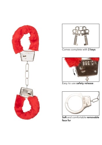 CalExotics Furry Cuffs - Наручники (червоні)