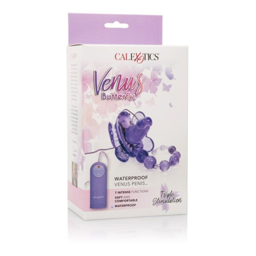California Exotic Novelties Waterproof Venus Penis - Стимулятор клитора с анальной цепочкой и вагинальным фаллосом, 19х2 см (фиолетовый) - sex-shop.ua