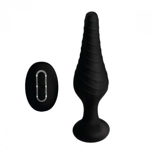 Silicone Vibrating Anal Plug with Remote Control - анальная пробка с дистанционным управлением, 14.6х3.9 см (чёрный) - sex-shop.ua