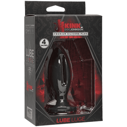 Doc Johnson Kink Lube Luge Premium Silicone Plug 4" - силиконовая анальная пробка, 9х3,81 см (черный) - sex-shop.ua