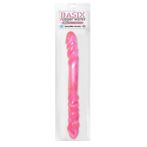 Двухсторонний фаллоимитатор BASIX 16, 38х3,8 см (розовый) - sex-shop.ua