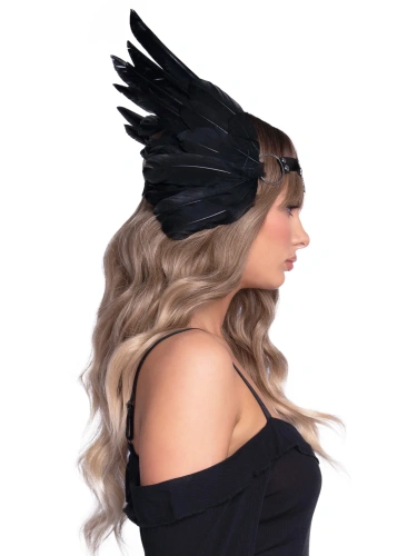 Leg Avenue-Feather headband Black - Пов'язка на голову з пір'ям (чорний)