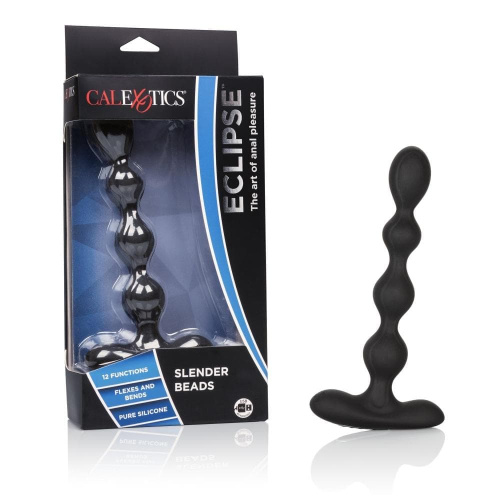 CalExotics Eclipse Slender Beads - анальний ланцюжок з вібрацією, 16х2.3 см (чорний)