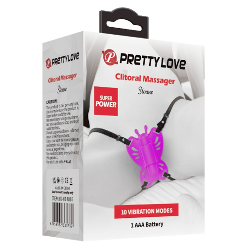 Pretty Love Clitoral Massager Butterfly Purple - Клиторальный стимулятор, 8,6 см (фиолетовый) - sex-shop.ua