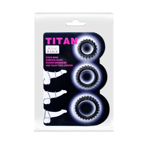 LyBaile Titan Cock Ring Set набір рельєфних ерекційних кілець різного діаметру, 3 шт. - купити в Україні | Секс шоп SEX-SHOP.ua