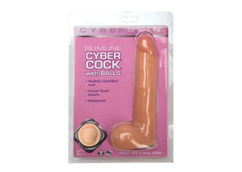 Фаллоимитатор CyberSkin® Slimline CyberCock with Balls, 18,42х3,5 см - sex-shop.ua