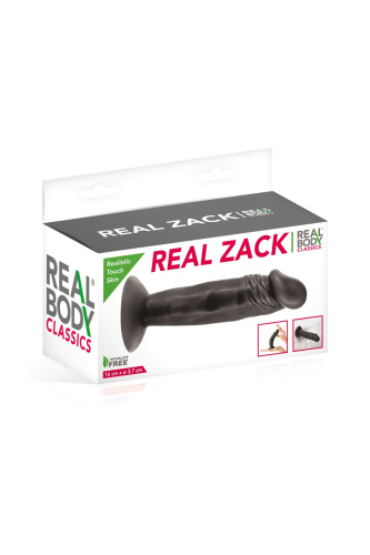Real Body Real Zack Black - фаллоимитатор с присоской, 16х3,7 см. - sex-shop.ua