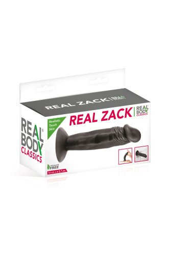 Real Body Real Zack Black - фаллоимитатор с присоской, 16х3,7 см.