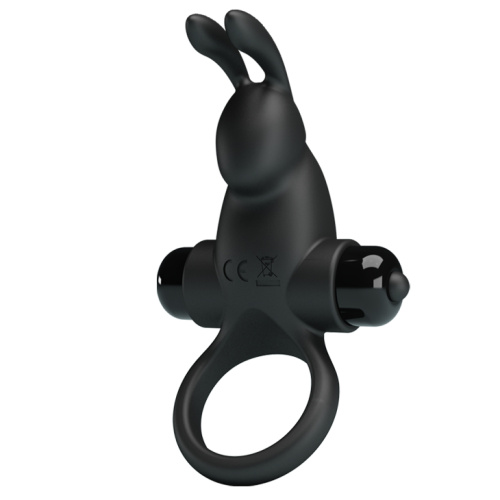 Pretty Love Vibro Penis Ring Rabbit I - Эрекционное кольцо с вибрацией, 11.3х2.8 см (черный)