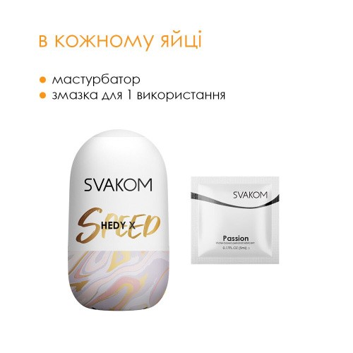 Svakom Hedy X Speed - Мастурбатор-яйце, 9х5 см (білий)