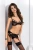 Passion Exclusive Haya Set - Комплект белья: бюстгальтер, стринги и пояс для чулок, S/M (чёрный)