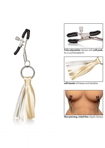 CalExotics Playful Tassels Nipple Clamps зажимы для сосков с кисточками (черный) - sex-shop.ua