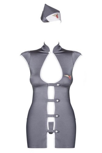 Obsessive Stewardess - Эротический костюм для ролевых игр Стюардесса, L/XL (серый) - sex-shop.ua