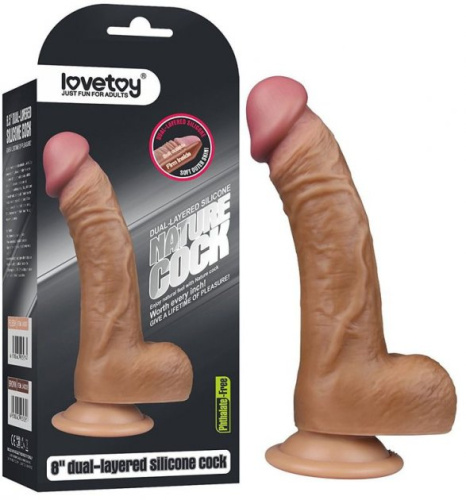LoveToy - Nature Cock 8 - Фалоімітатор на присосці, 20.5х3.5 см (коричневий) - купити в Україні | Секс шоп SEX-SHOP.ua