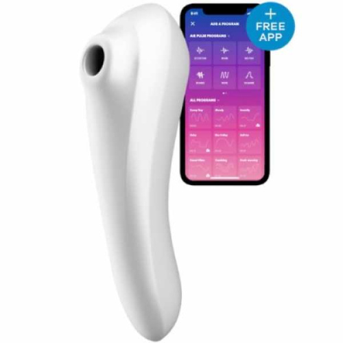 Satisfyer Dual Pleasure - Смарт вибратор и вакуумный стимулятор 2 в 1, 18х4.9 см (белый) - sex-shop.ua