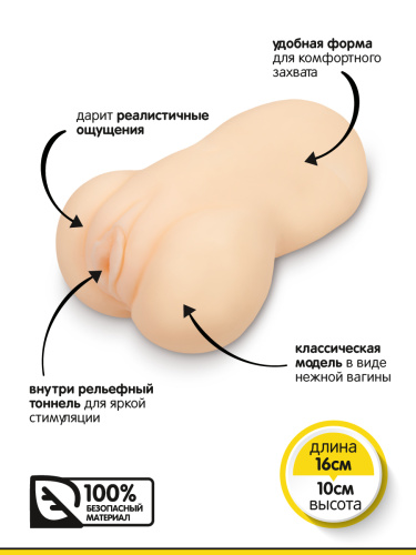 Браззерс - подвійний мастурбатор вагіна анус, 16х10 см