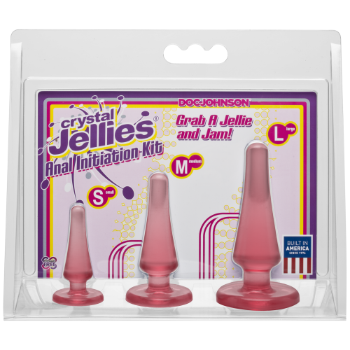 Doc Johnson Crystal Jellies Anal - Clear - набір анальних пробок, макс діаметр від 2 см до 4 см (рожевий)