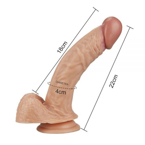 LoveToy Real Extreme Dildo - Реалистичный фаллос на присоске, 18х4 см (телесный)