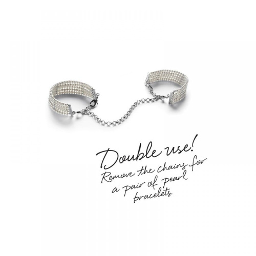 Bijoux Plaisir Nacre - блискучі браслети-наручники, (сріблястий)