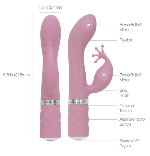 Pillow Talk Kinky Pink- роскошный вибратор-кролик с кристаллом Сваровски, 21 см (розовый)
