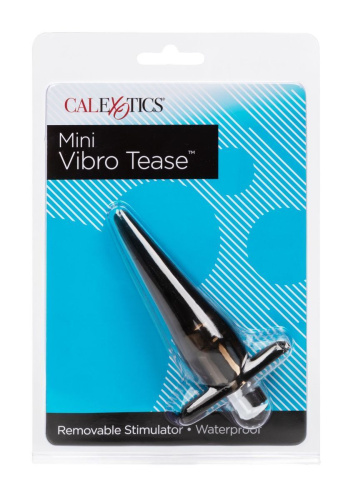 California Exotic Novelties Mini Vibro Tease - Анальная вибропробка, 10х3 см (серая) - sex-shop.ua