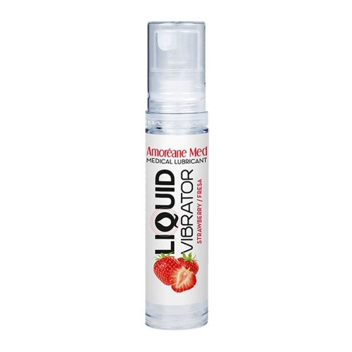 Amoreane Med Liquid Vibrator Strawberry - лубрикант с эффектом вибрации, 10 мл. - sex-shop.ua