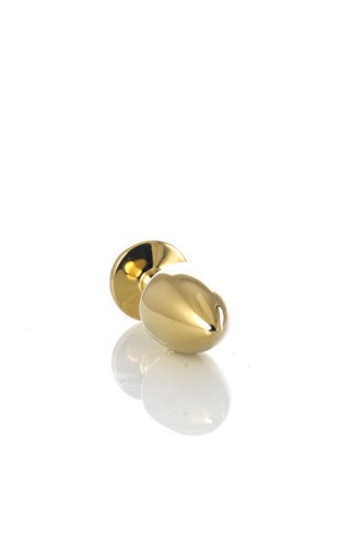 Gold anal plug TOYFA Metal - Золотистая анальная пробка с кристаллом, 7.8х3.5 см (красный)