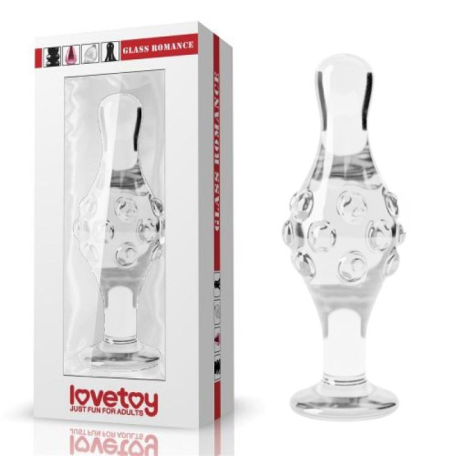 LoveToy - 4.5" Glass Romance Dildo Clear - Анальная пробка, 11.3х3.7 см (прозрачная)