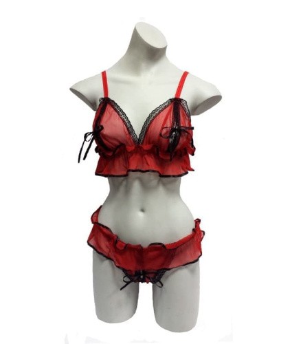 Комплект з рюшами і контрастною обробкою - купити в Україні | Секс шоп SEX-SHOP.ua