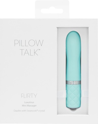 Pillow Talk Flirty Teal - Роскошный вибратор с кристаллом Сваровски, 7х2.2 см - sex-shop.ua