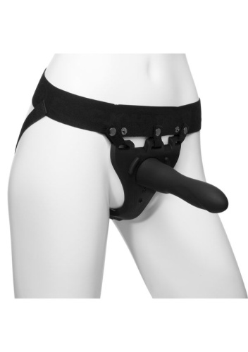 Doc Johnson Body Extensions - Be In Charge - Страпон унісекс з вібрацією, 19х4.5 см (чорний) - купити в Україні | Секс шоп SEX-SHOP.ua