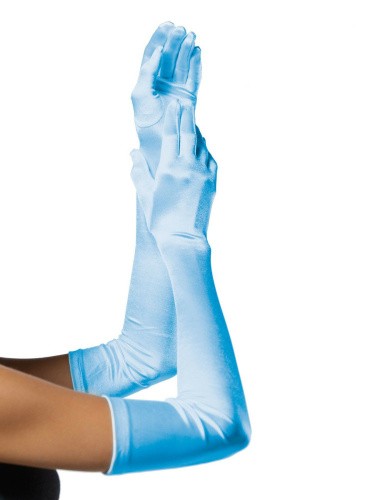 Leg Avenue - удлиненные атласные перчатки, O/S (голубой) - sex-shop.ua