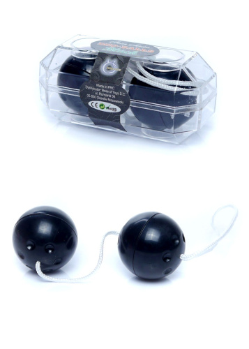 Duo-Balls Black - Вагинальные шарики, 3,5 см (черный) - sex-shop.ua