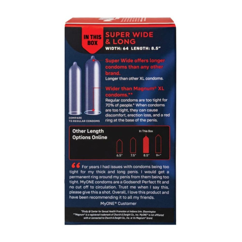 MyONE Super Wide & Long 64L, 10 шт - купити в Україні | Секс шоп SEX-SHOP.ua