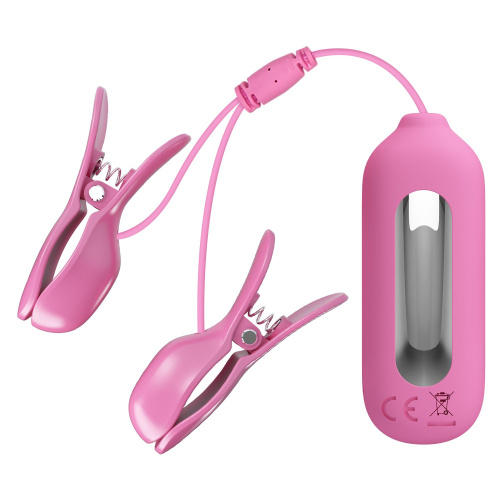 Зажимы для сосков с вибрацией и электростимуляцией Pretty Love Nipple Clips Romantic Wawe II