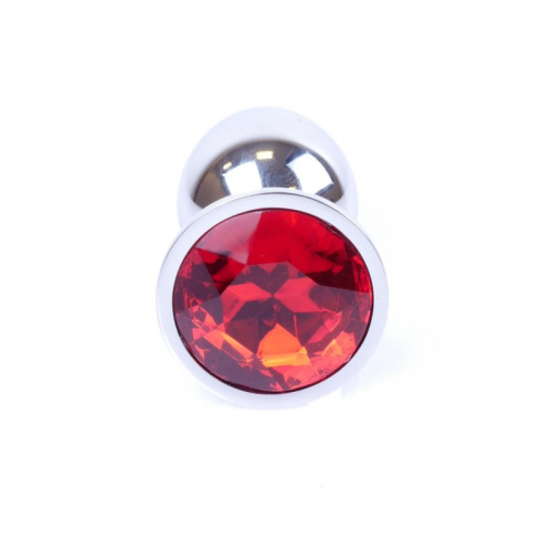 Boss Jewellery Silver Plug Red - Анальная пробка с кристаллом, 7х2.7 см (красный) - sex-shop.ua